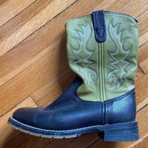 Vintage green & black roper boots